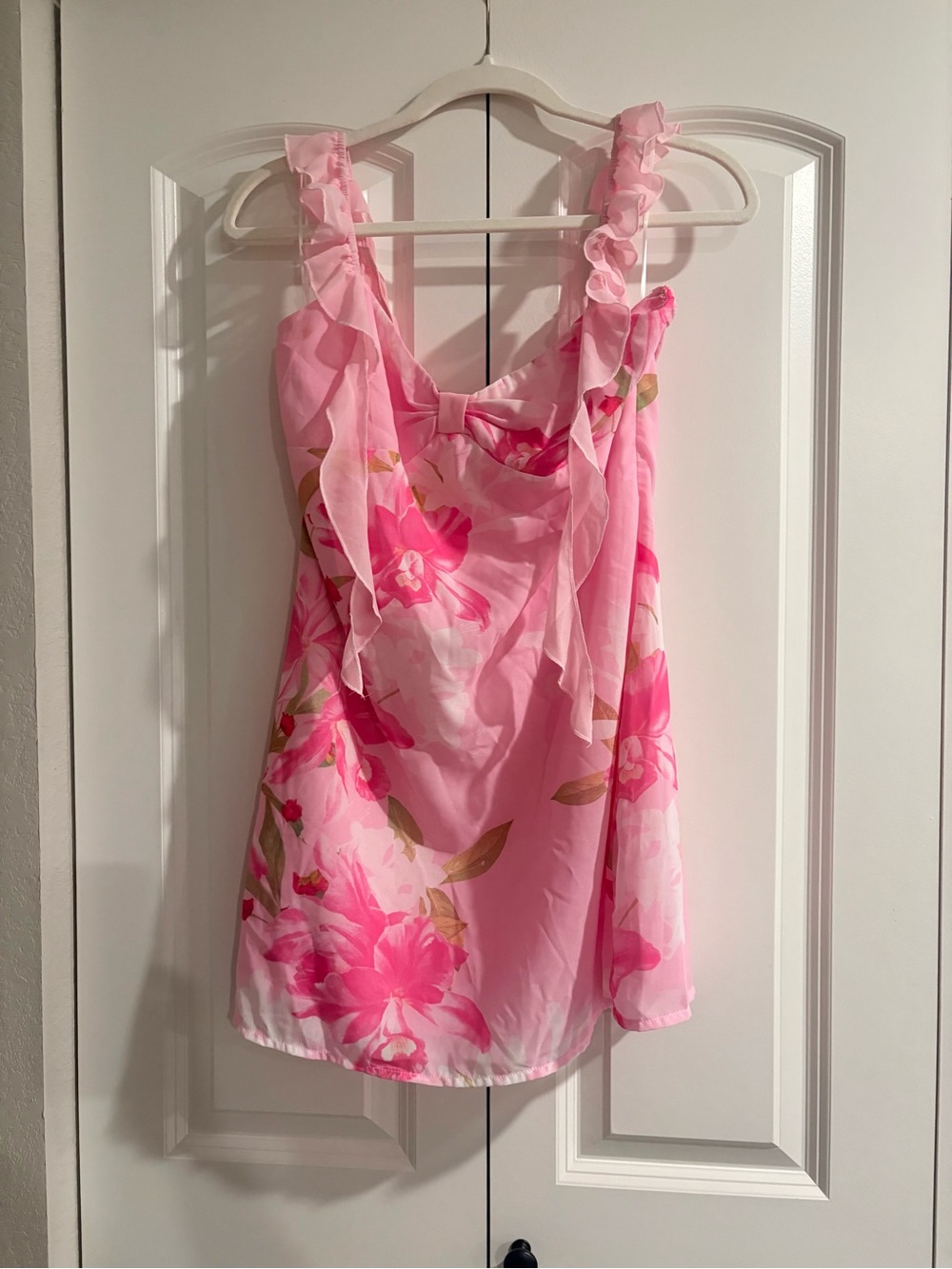 Beginning Boutique Pink Floral Ruffle Strap Dress - Picture 2 of 2
